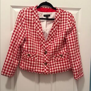 Ann Taylor Red and White Plaid Blazer